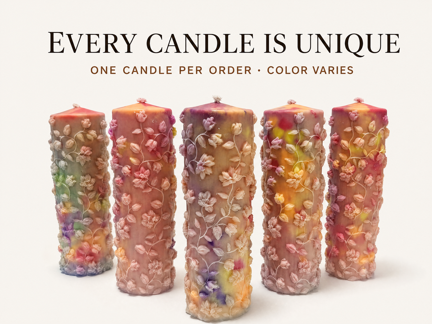 XESODIT Aurora Garden Floral Pillar – UV Glow Low-Temperature Wax Play Candle