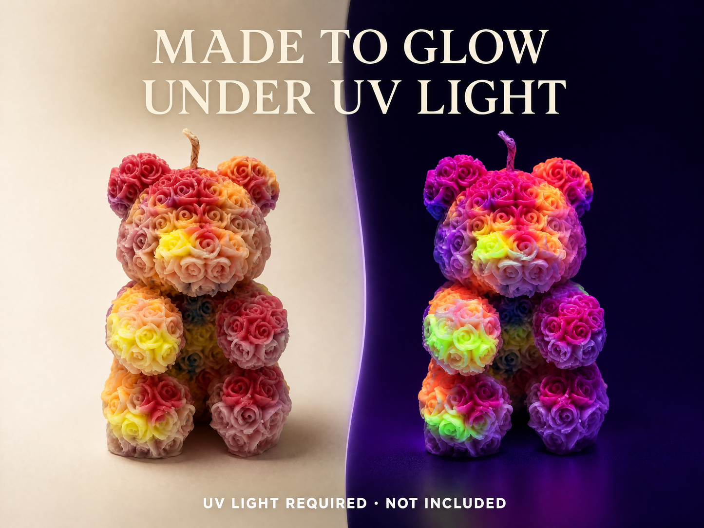 XESODIT Aurora Rose Bear – UV Glow Low-Temperature Wax Play Candle