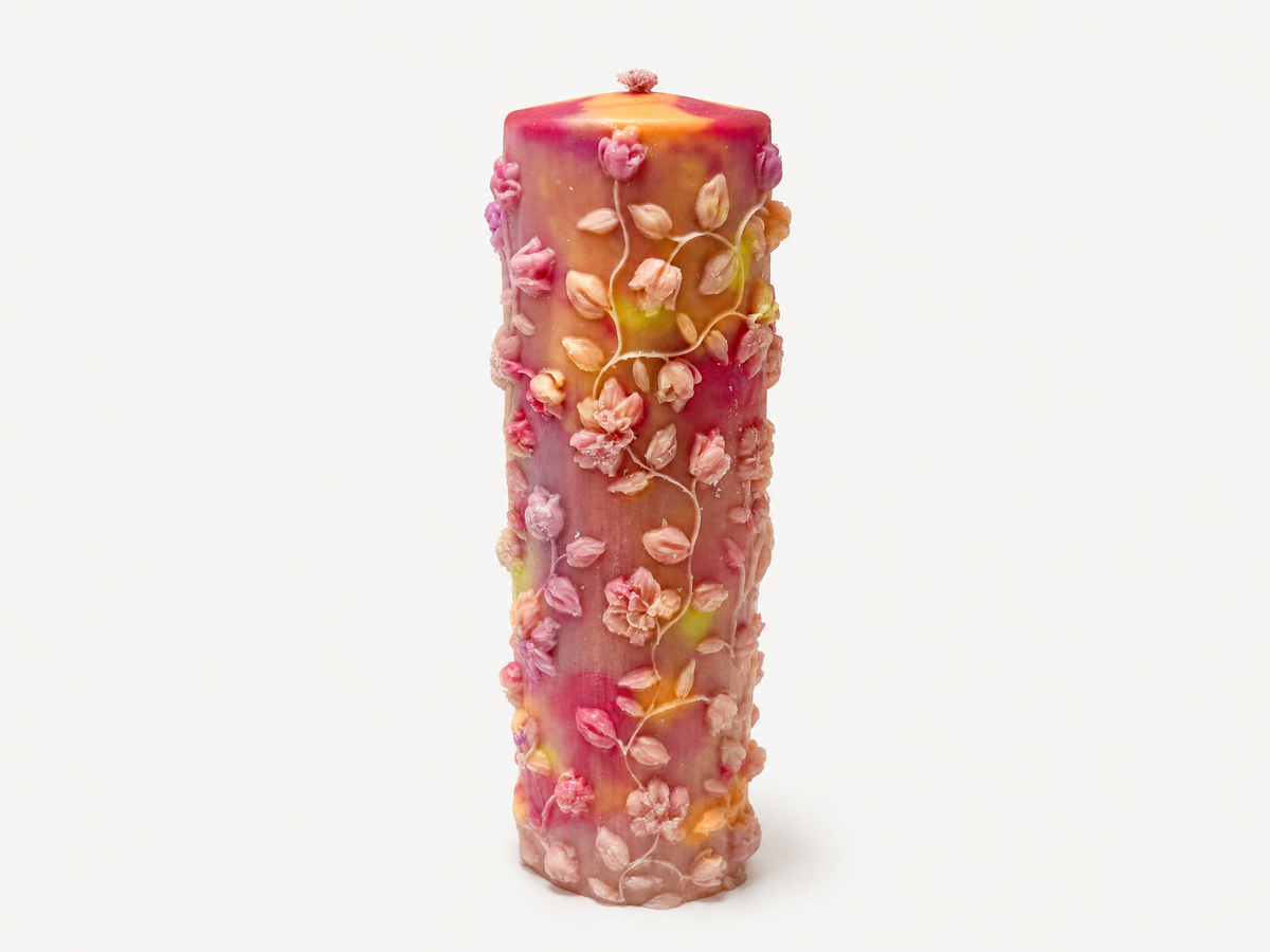 XESODIT Aurora Garden Floral Pillar – UV Glow Low-Temperature Wax Play Candle