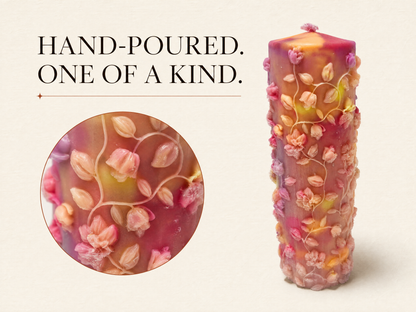 XESODIT Aurora Garden Floral Pillar – UV Glow Low-Temperature Wax Play Candle