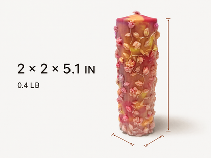 XESODIT Aurora Garden Floral Pillar – UV Glow Low-Temperature Wax Play Candle