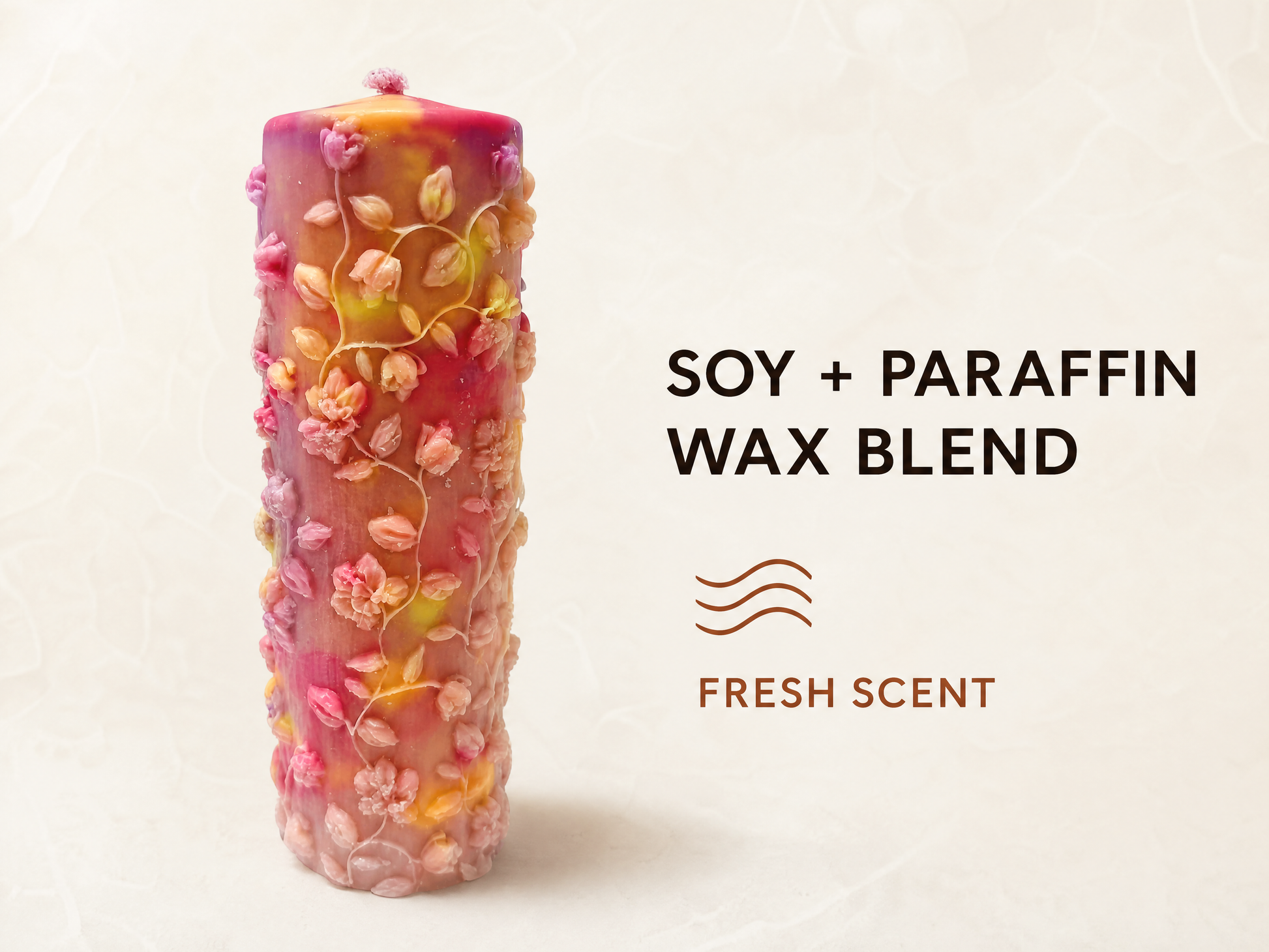 XESODIT Aurora Garden Floral Pillar – UV Glow Low-Temperature Wax Play Candle