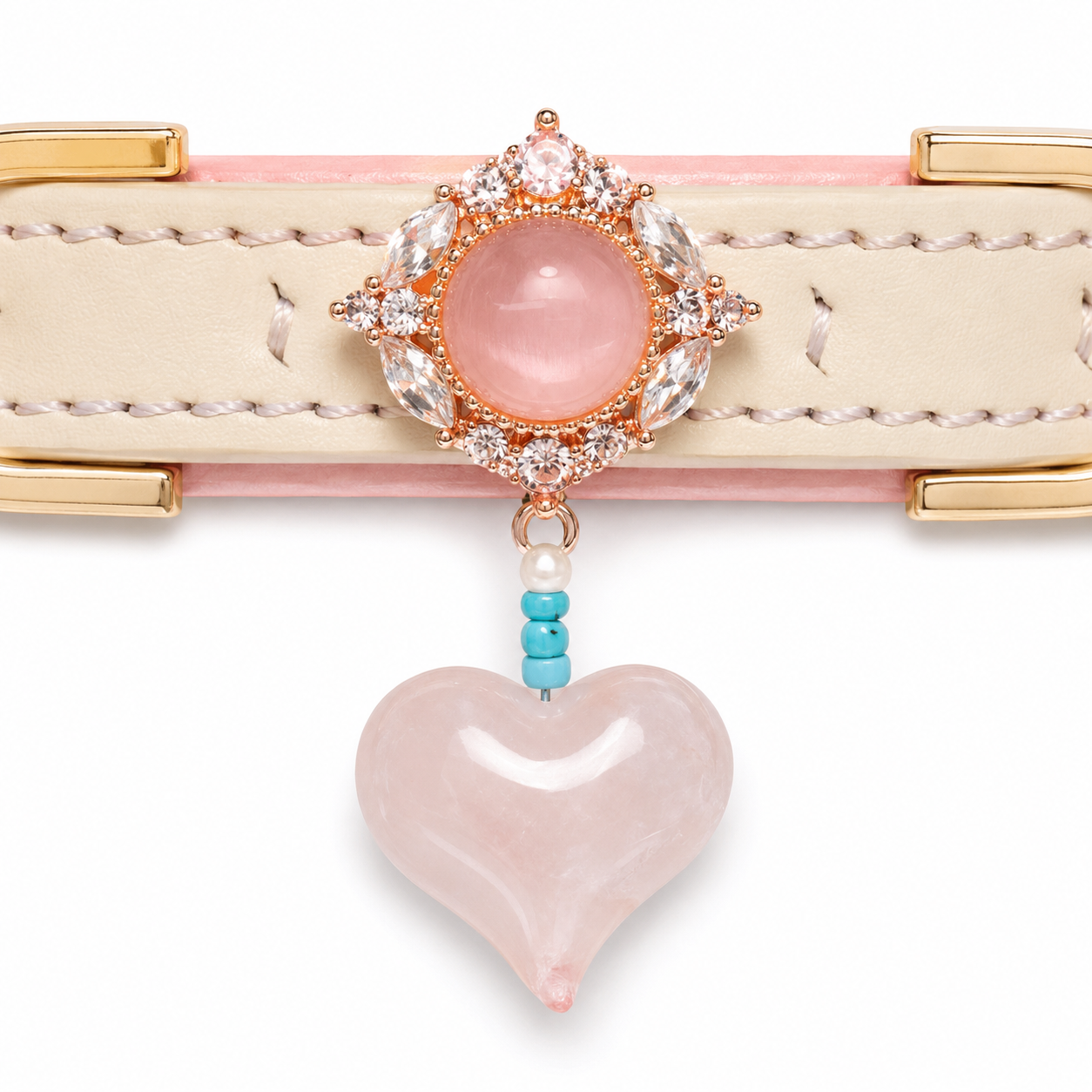 Blush Reverie Adjustable Pink Heart Charm Collar
