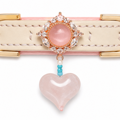 Blush Reverie Adjustable Pink Heart Charm Collar