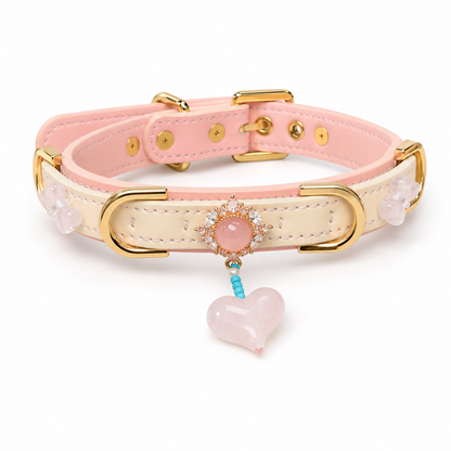 Blush Reverie Adjustable Pink Heart Charm Collar
