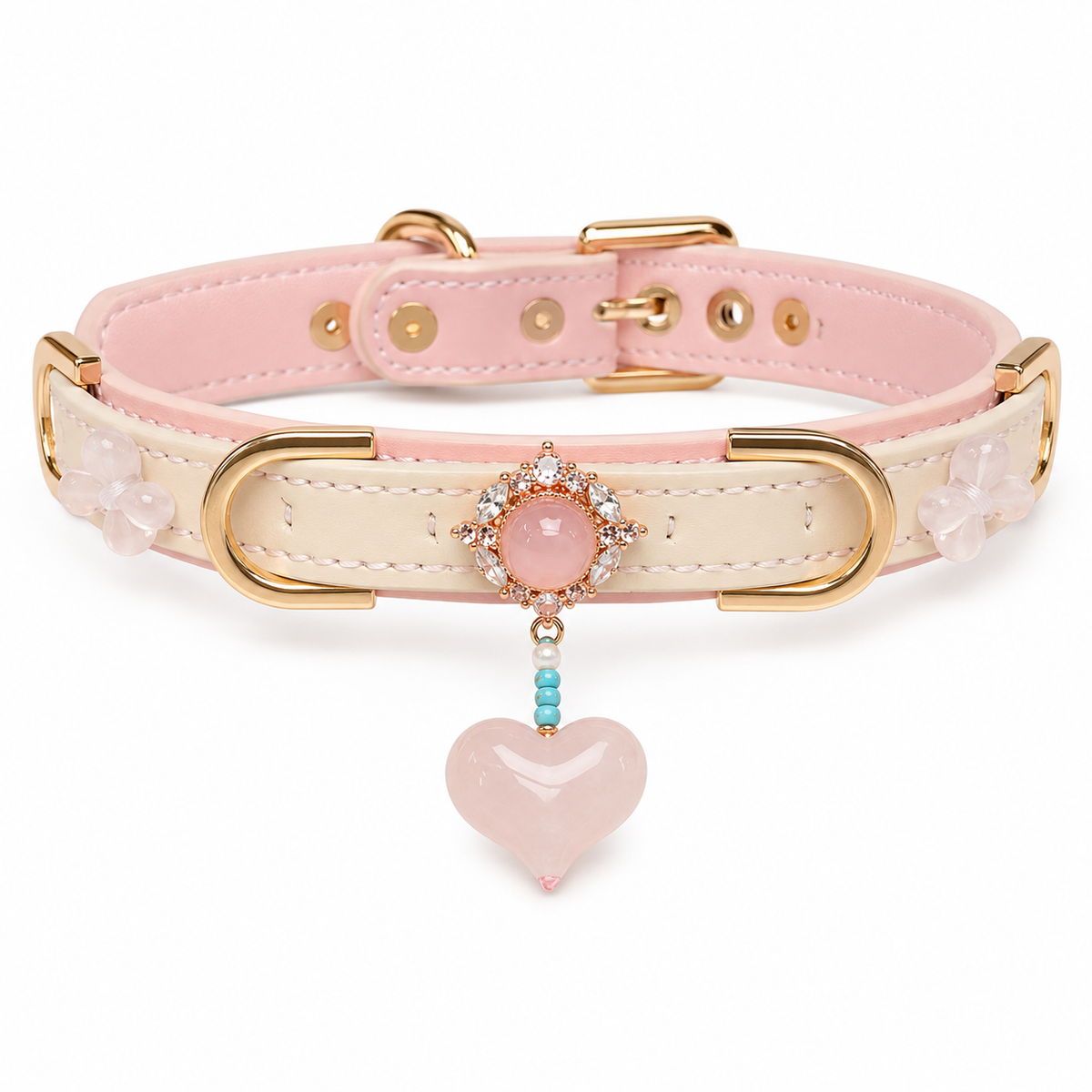 Blush Reverie Adjustable Pink Heart Charm Collar