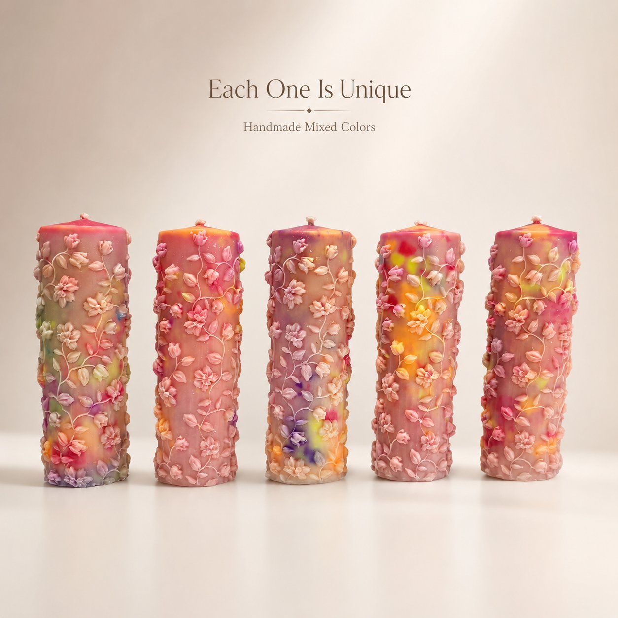 XESODIT floral low temperature candles in mixed colors