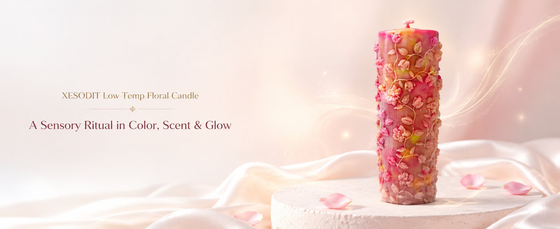 3D floral candle editorial wide image
